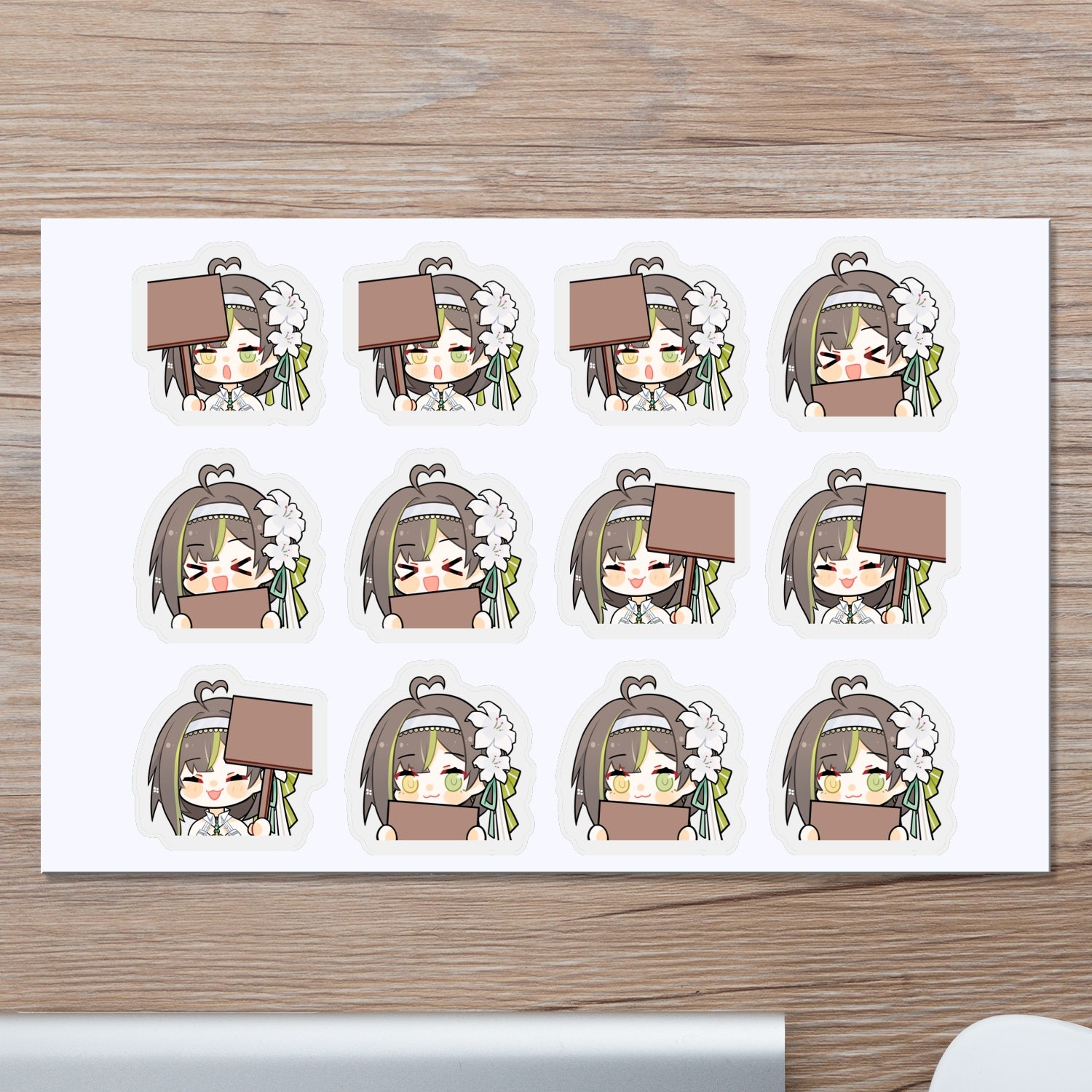 Milky Green White Battle Suit Stickers