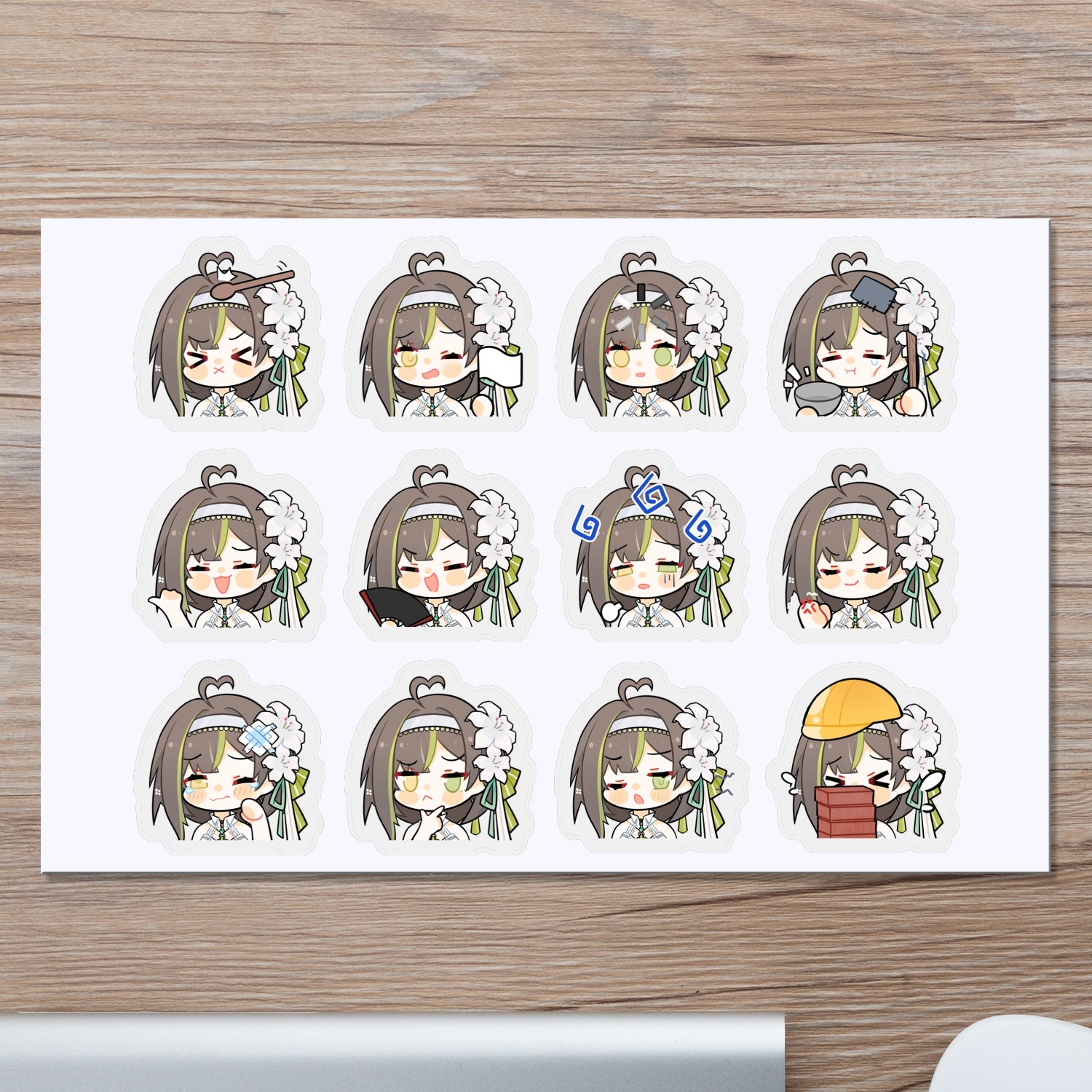 Milky Green White Battle Suit Stickers