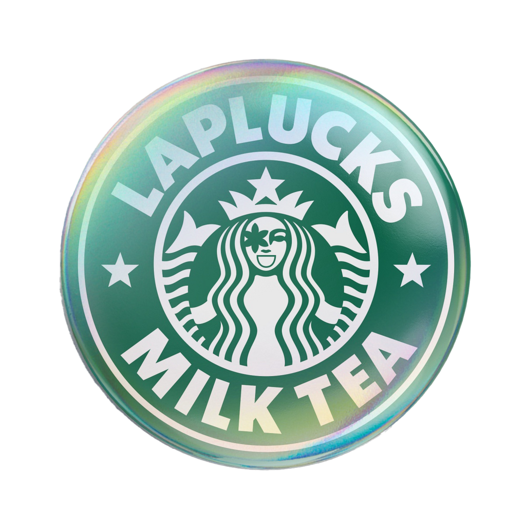 LAPLUCKS MILK TEA スターバックス パロディ バッジ