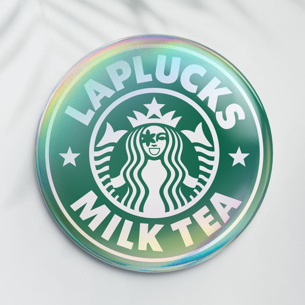 LAPLUCKS MILK TEA スターバックス パロディ バッジ