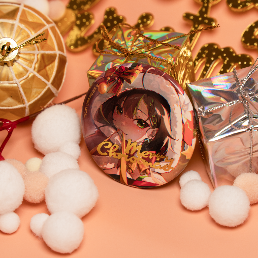 ミルキーグリーンのメリークリスマスバッジ フチなし