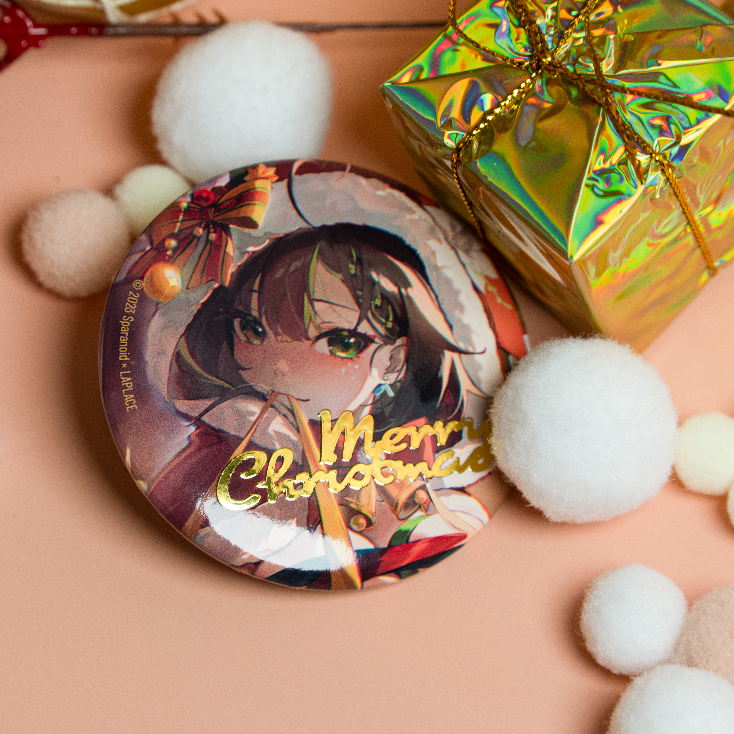 ミルキーグリーンのメリークリスマスバッジ フチなし