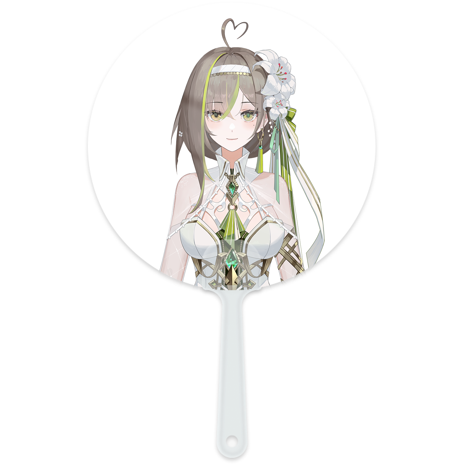 Milky Green White Battle Suit Hand Fan