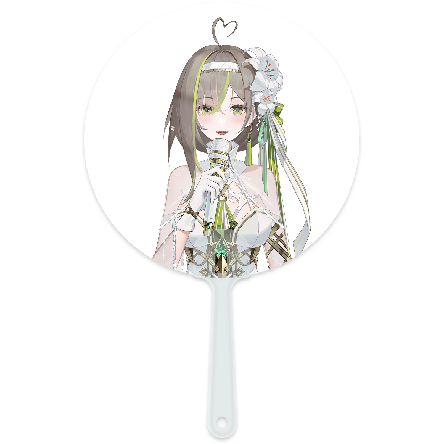 Milky Green White Battle Suit Hand Fan