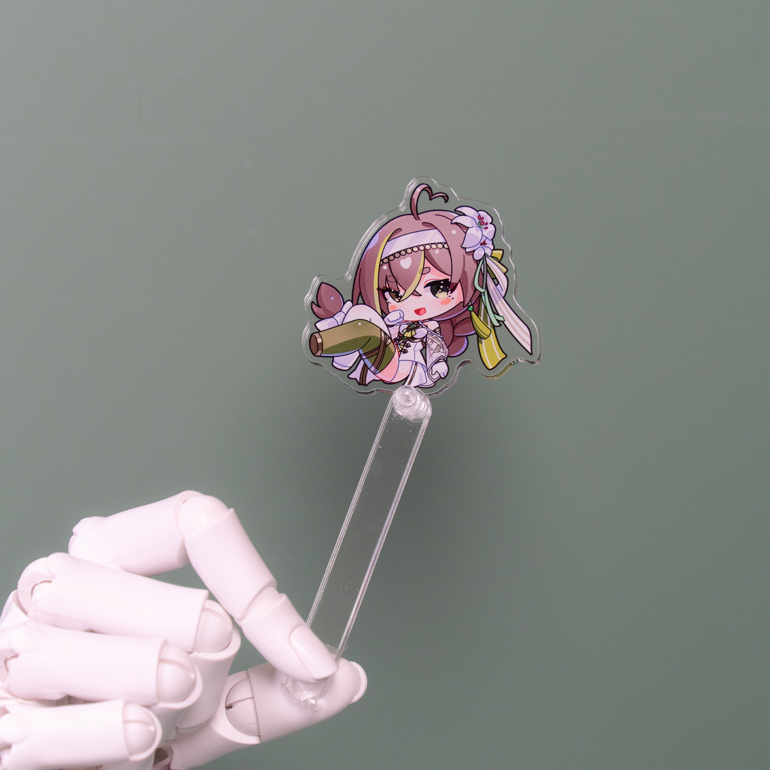 Milky Green White Battle Suit “Travel with Me” Acrylic Stick