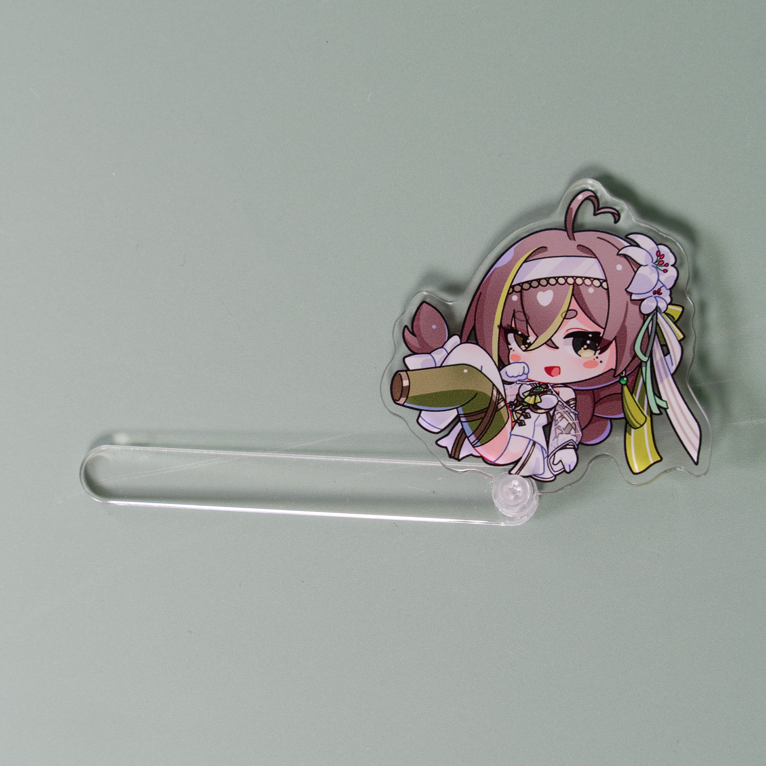 Milky Green White Battle Suit “Travel with Me” Acrylic Stick